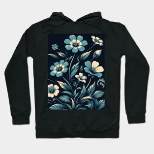 Sky Blue Floral Illustration Hoodie